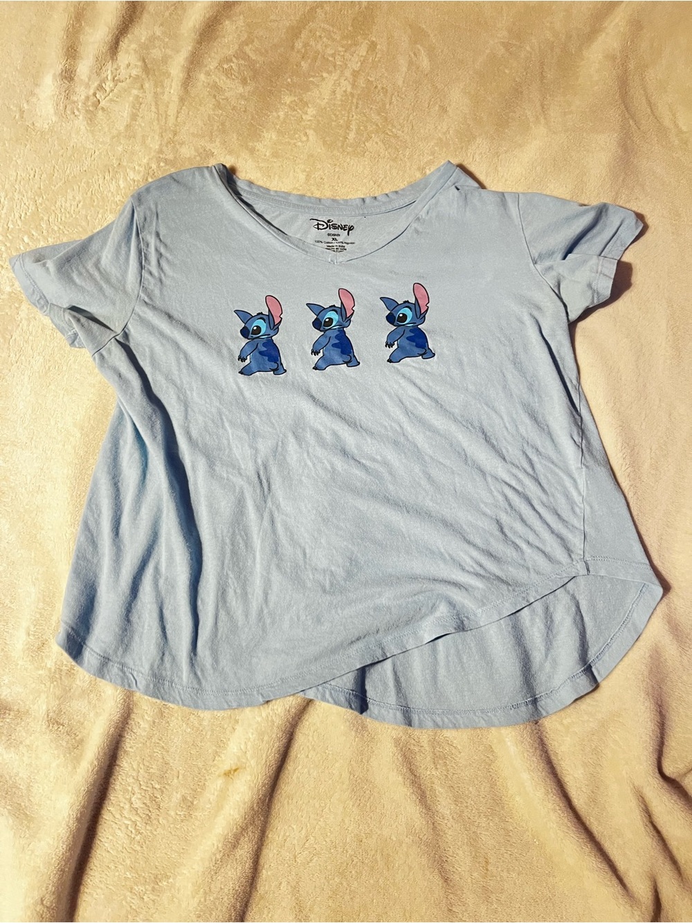 Disney Blue Girls' Stitch Trio Short Sleeve Tee